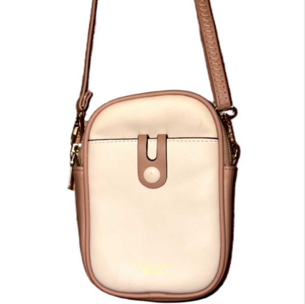 Aluds Pinu Elegant Cream and Tan Crossbody Bag